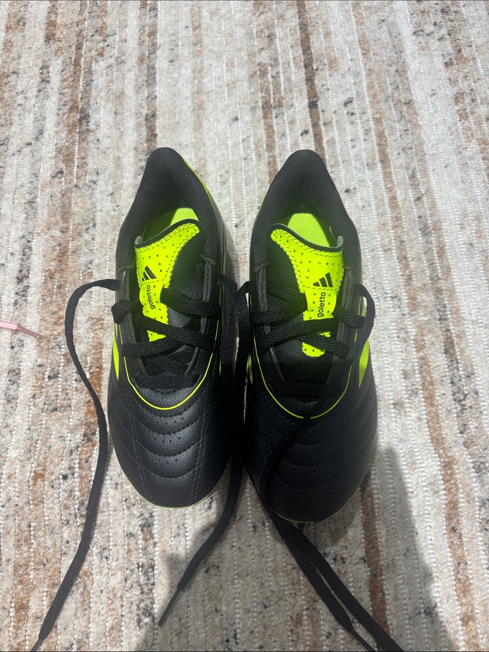 adidas Kids Black and Neon Green Soccer Sneakers